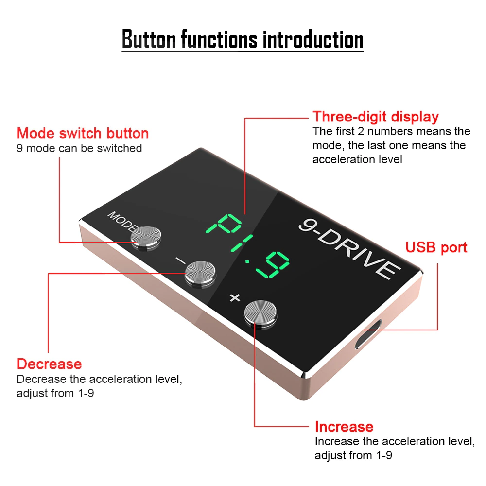 Car Throttle Response Controller Racing Accelerator Potent Booster Tuning Parts 9 Drive Kit Car Throttle Response Controller Racing Accelerator Potent Booster Tuning Parts 9 Drive Kit